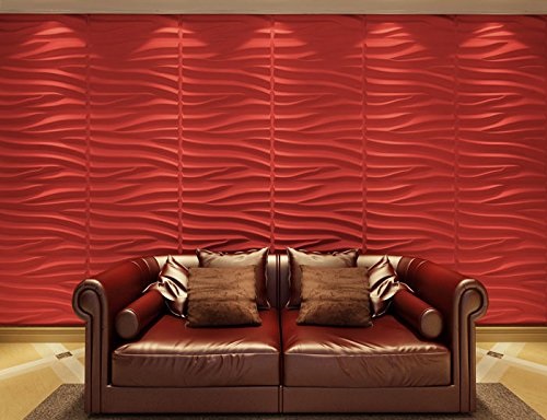 big couch against red Contempo Living 3D-Sand 3D Wall Panel