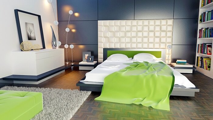 modern bedroom interior design with low king size bed